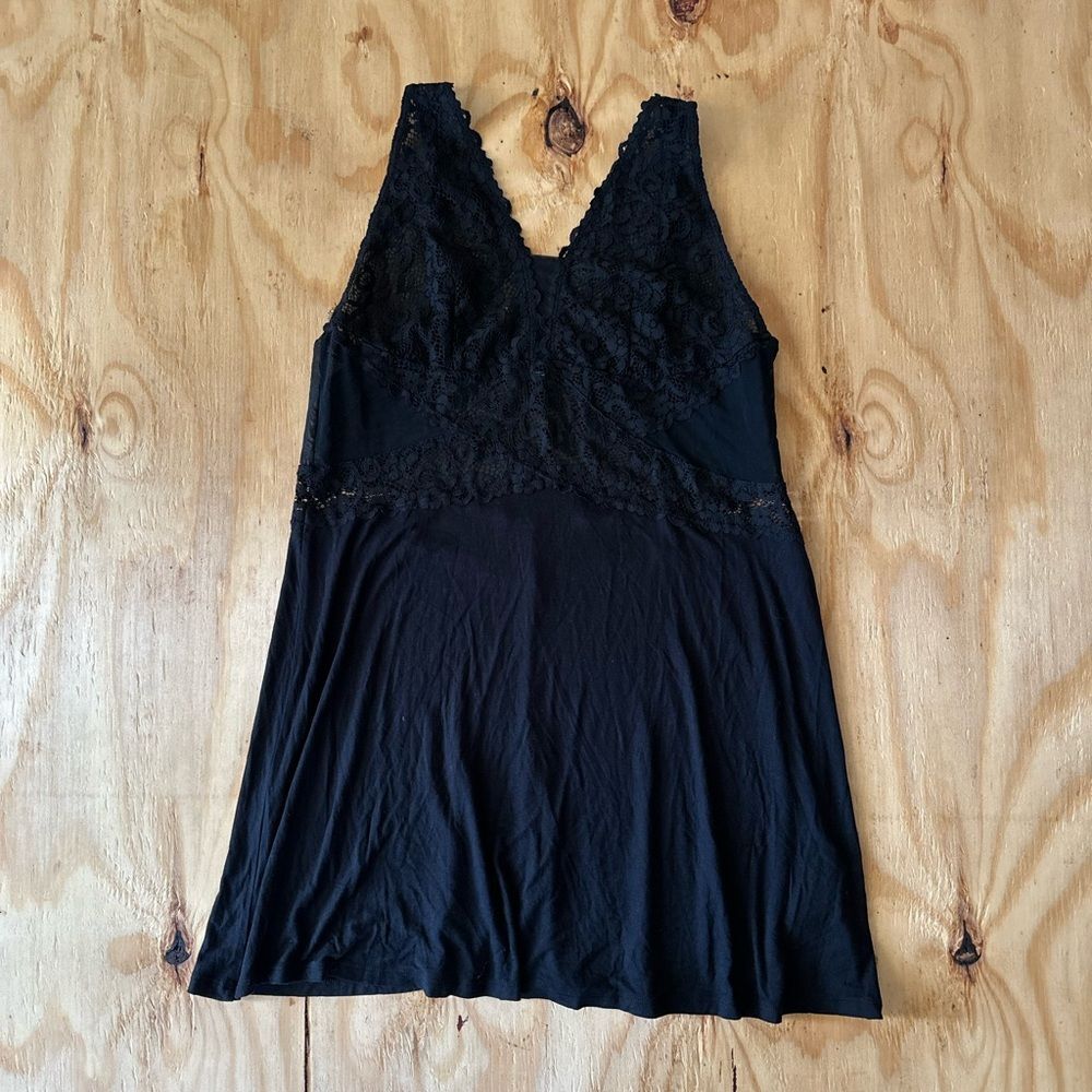 INC International Concepts Black Lace Chemise Large